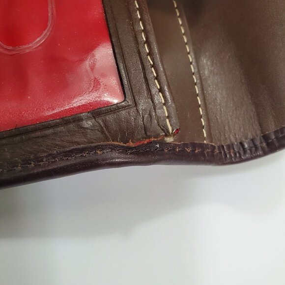 Dooney & Bourke Vintage Brown Signature Fabric Leather Classic‎ Tri-Fold Wallet - Picture 7 of 8